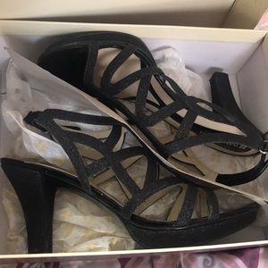 Danya, Black Glitter Sandal Heel